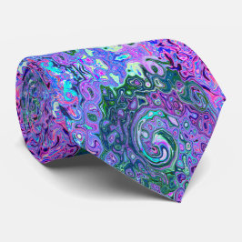 Groovy Abstrakt Retro Grönt och Lila Swirl Slips