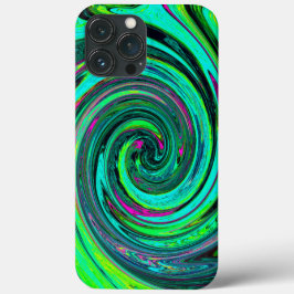 Groovy Abstrakt Retro Grönt och Magenta Swirl