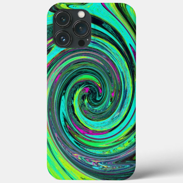 Groovy Abstrakt Retro Grönt och Magenta Swirl (Baksida)