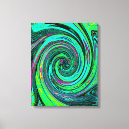 Groovy Abstrakt Retro Grönt och Magenta Swirl Canvastryck