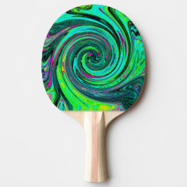 Groovy Abstrakt Retro Grönt och Magenta Swirl Pingisracket