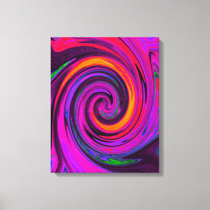 Groovy Abstrakt Retro Lila och Orange Swirl Canvastryck