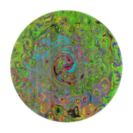 Groovy Abstrakt Retro Lime Green och Blue Swirl