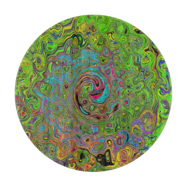 Groovy Abstrakt Retro Lime Green och Blue Swirl (Framsidan)