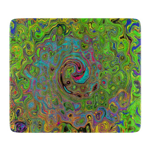 Groovy Abstrakt Retro Lime Green och Blue Swirl (Framsidan)