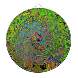 Groovy Abstrakt Retro Lime Green och Blue Swirl Darttavla