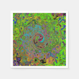 Groovy Abstrakt Retro Lime Green och Blue Swirl Pappersservett