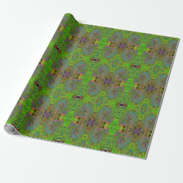 Groovy Abstrakt Retro Lime Green och Blue Swirl Presentpapper