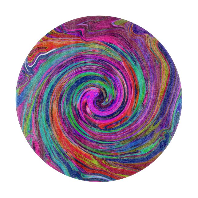Groovy Abstrakt Retro Magenta Mörk Rainbow Swirl (Framsidan)