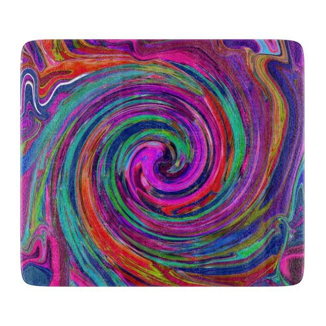 Groovy Abstrakt Retro Magenta Mörk Rainbow Swirl (Framsidan)