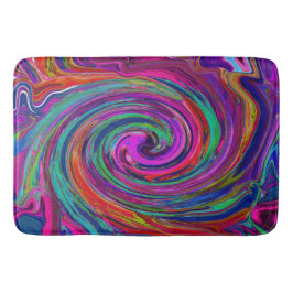 Groovy Abstrakt Retro Magenta Mörk Rainbow Swirl Badrumsmatta