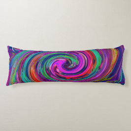 Groovy Abstrakt Retro Magenta Mörk Rainbow Swirl Kroppskudde