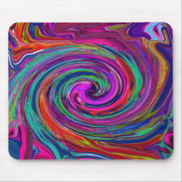 Groovy Abstrakt Retro Magenta Mörk Rainbow Swirl Musmatta
