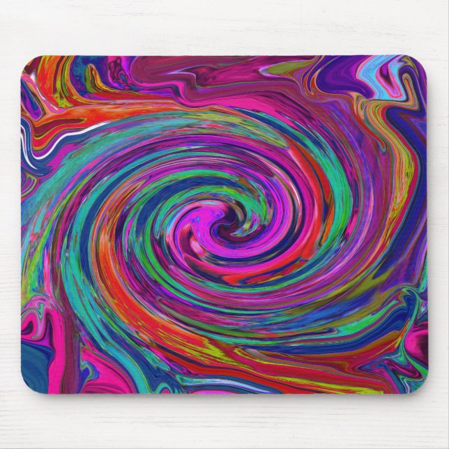 Groovy Abstrakt Retro Magenta Mörk Rainbow Swirl Musmatta (Framsidan)