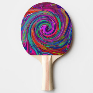 Groovy Abstrakt Retro Magenta Mörk Rainbow Swirl Pingisracket
