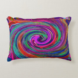 Groovy Abstrakt Retro Magenta Mörk Rainbow Swirl Prydnadskudde