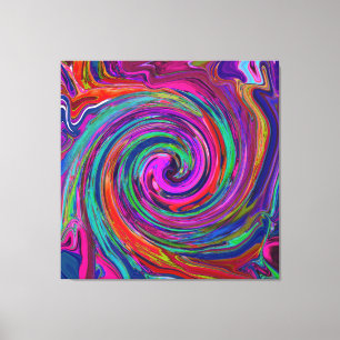 Groovy Abstrakt Retro Magenta Mörk Regnbåge Virvel Canvastryck