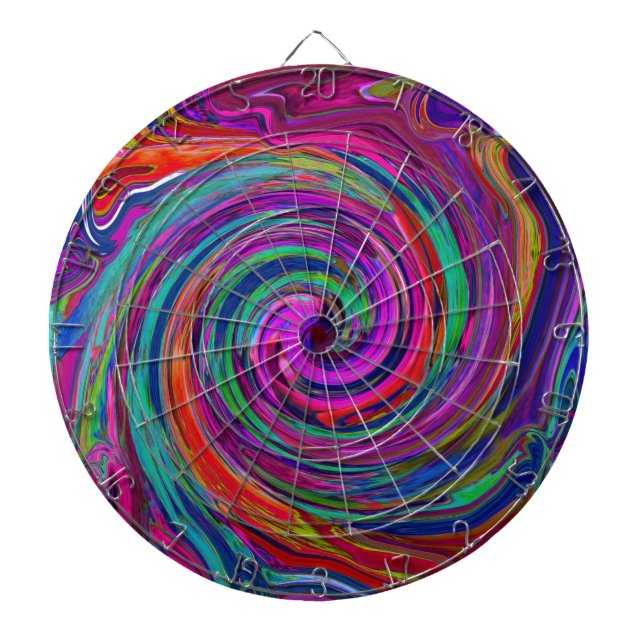 Groovy Abstrakt Retro Magenta Mörk Regnbåge Virvel Darttavla (Framsidan)