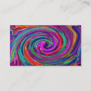 Groovy Abstrakt Retro Magenta Mörk Regnbåge Virvel Visitkort