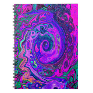 Groovy Abstrakt Retro Magenta och Lila Swirl Anteckningsbok