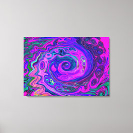 Groovy Abstrakt Retro Magenta och Lila Swirl Canvastryck