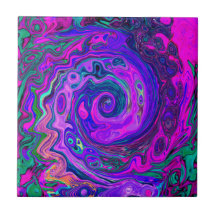 Groovy Abstrakt Retro Magenta och Lila Swirl