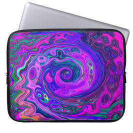 Groovy Abstrakt Retro Magenta och Lila Swirl Laptop Fodral