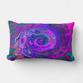 Groovy Abstrakt Retro Magenta och Lila Swirl Lumbarkudde
