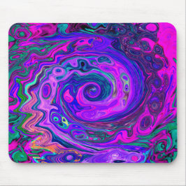 Groovy Abstrakt Retro Magenta och Lila Swirl Musmatta