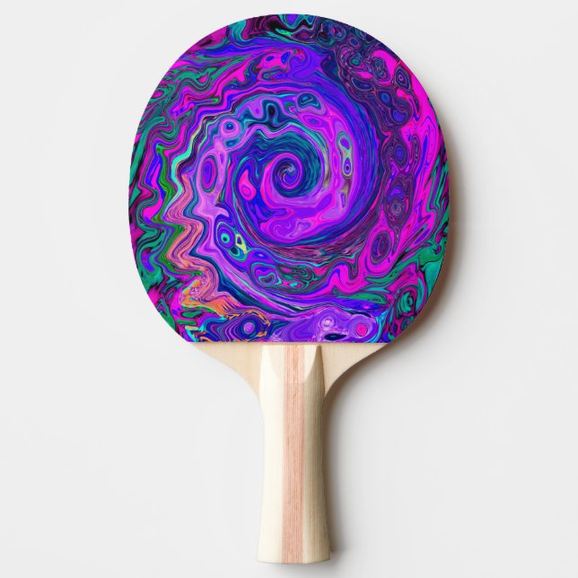 Groovy Abstrakt Retro Magenta och Lila Swirl Pingisracket (Framsidan)