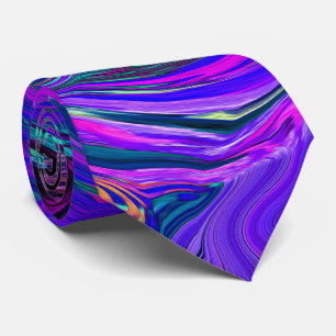 Groovy Abstrakt Retro Magenta och Lila Swirl Slips