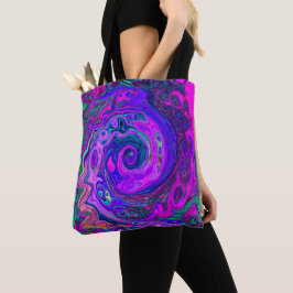Groovy Abstrakt Retro Magenta och Lila Swirl Tygkasse