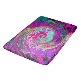 Groovy Abstrakt Retro Magenta Rainbow Swirl Badrumsmatta