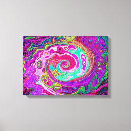 Groovy Abstrakt Retro Magenta Rainbow Swirl Canvastryck