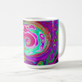 Groovy Abstrakt Retro Magenta Rainbow Swirl Kaffemugg