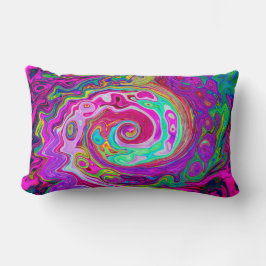 Groovy Abstrakt Retro Magenta Rainbow Swirl Lumbarkudde