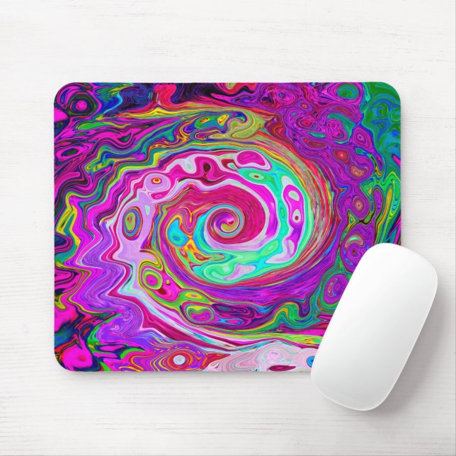 Groovy Abstrakt Retro Magenta Rainbow Swirl Musmatta (Med mus)