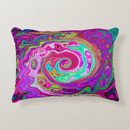 Groovy Abstrakt Retro Magenta Rainbow Swirl Prydnadskudde