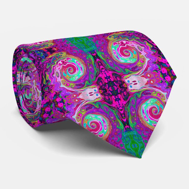 Groovy Abstrakt Retro Magenta Rainbow Swirl Slips (Rullad)