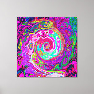 Groovy Abstrakt Retro Magenta Regnbåge Virvel Canvastryck