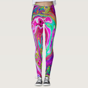Groovy Abstrakt Retro Magenta Regnbåge Virvel Leggings