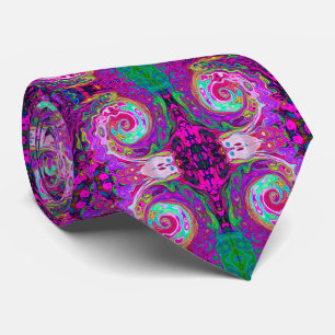 Groovy Abstrakt Retro Magenta Regnbåge Virvel Slips