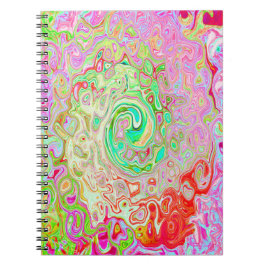 Groovy Abstrakt Retro Pastel Grönt Liquid Swirl Anteckningsbok