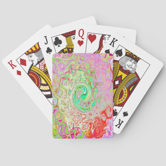Groovy Abstrakt Retro Pastel Grönt Liquid Swirl Casinokort (Baksidan)