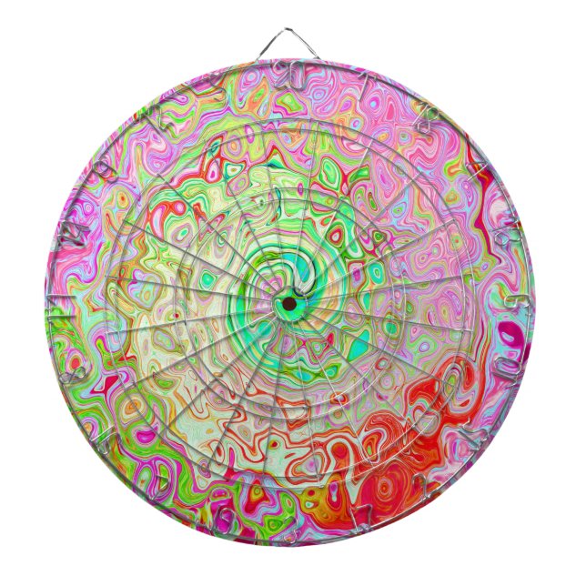 Groovy Abstrakt Retro Pastel Grönt Liquid Swirl Darttavla (Framsidan)