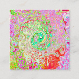 Groovy Abstrakt Retro Pastel Grönt Liquid Swirl Fyrkantigt Visitkort