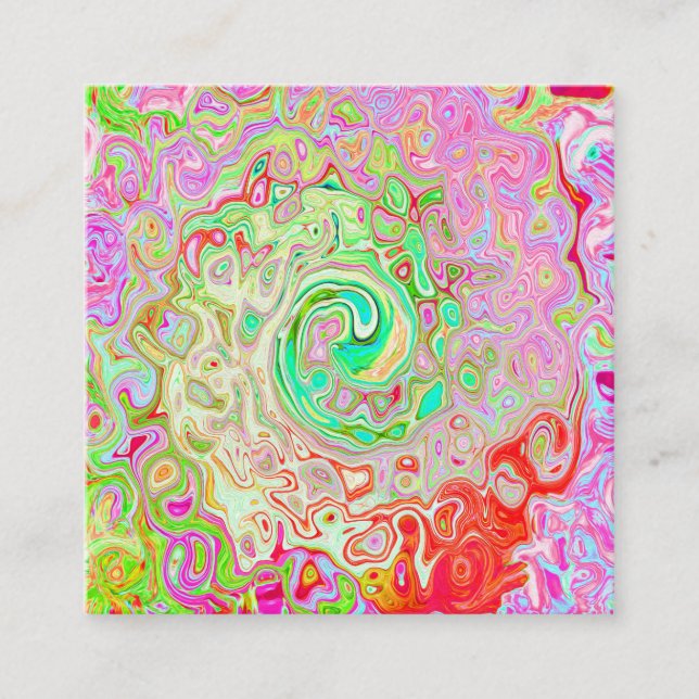 Groovy Abstrakt Retro Pastel Grönt Liquid Swirl Fyrkantigt Visitkort (Framsida)