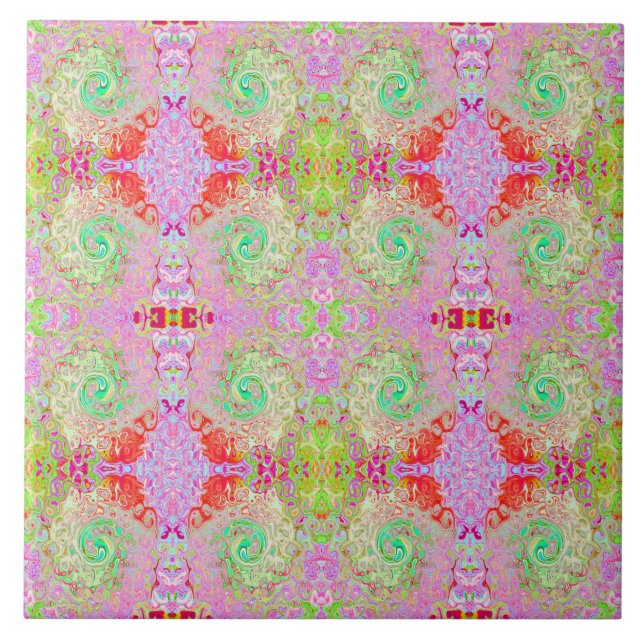 Groovy Abstrakt Retro Pastel Grönt Liquid Swirl Kakelplatta (Framsidan)