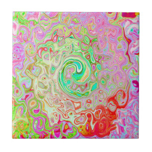 Groovy Abstrakt Retro Pastel Grönt Liquid Swirl Kakelplatta