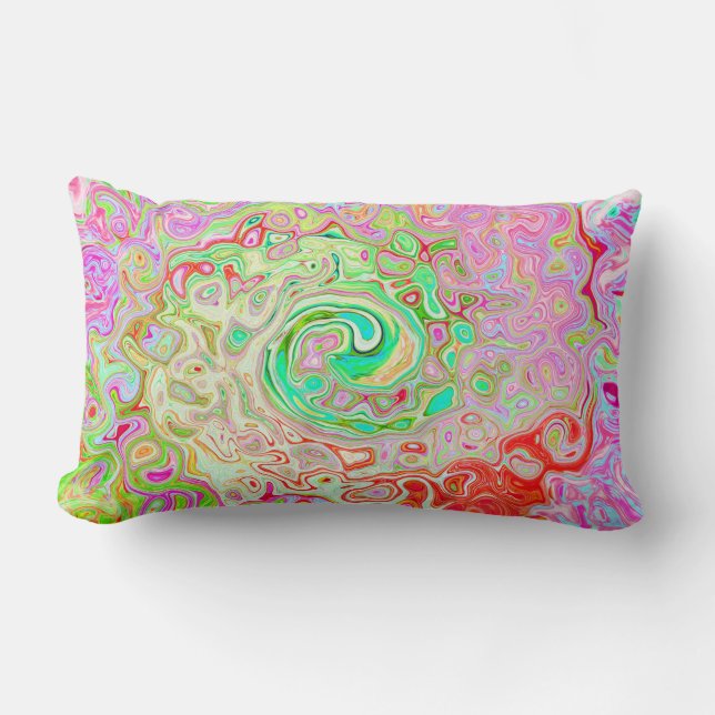 Groovy Abstrakt Retro Pastel Grönt Liquid Swirl Lumbarkudde (Framsida)